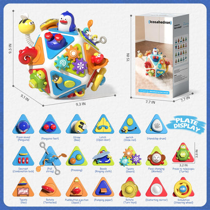 MEWOCHEE 20-in-1 Toddler Busy Board Cube Toys, Early Educational Montessori Sensory Toy for Toddler 1-3, Montessori Toys for 1 2 Year Old Boys Girls Kids, Travel Toy Gifts for 1 2 Year Old Boy Girl