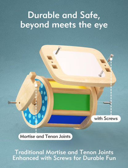 Boby Montessori Spinning Drum: Sensory Experience for Babies 6-12 Months - Engage, Explore, and Learn with Our Wooden Infant Toy