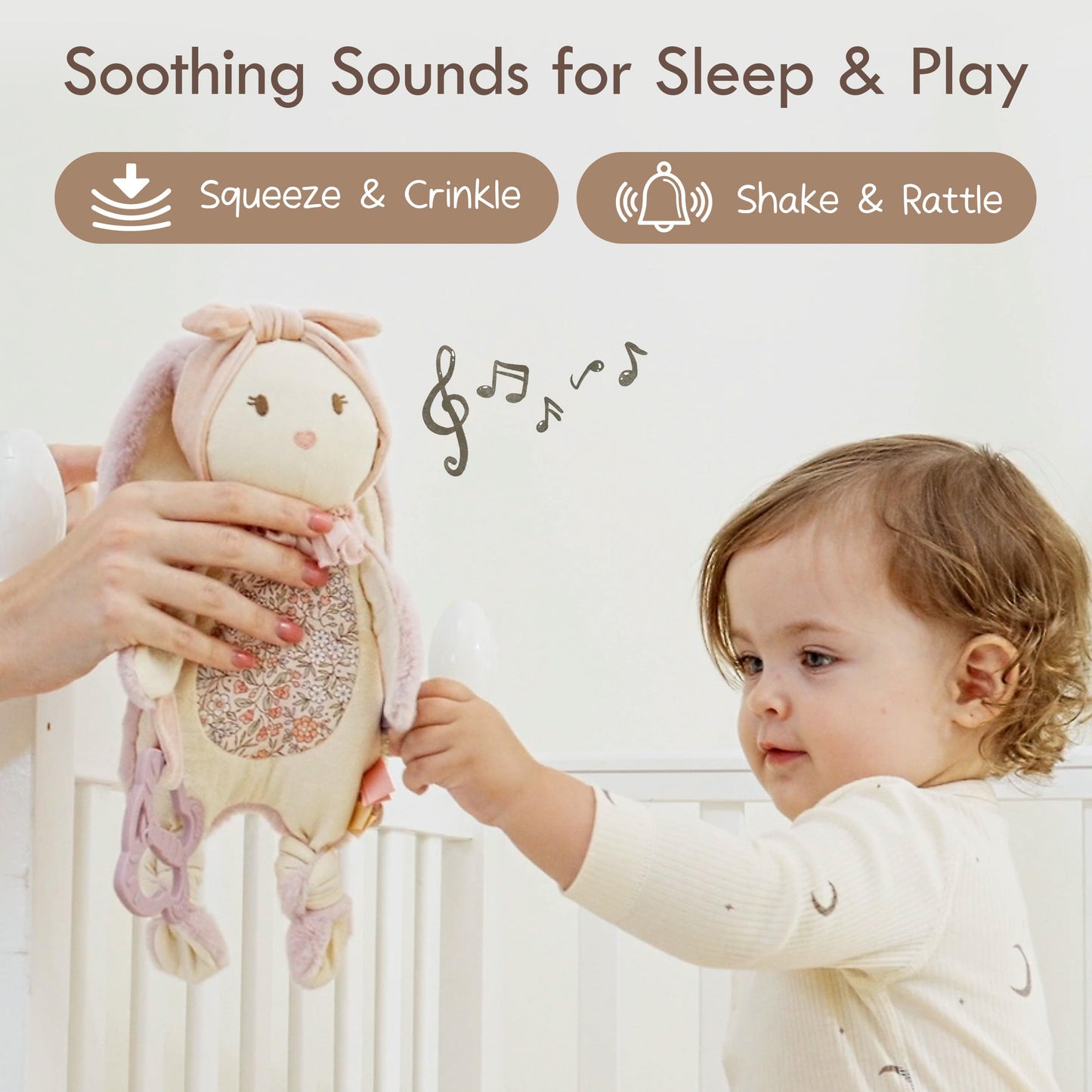 Moonkie Baby Lovey & Silicone Toy Cars Bundle, Bunny Security Blanket with Removable Silicone Teether, Crinkle & Rattle Sensory Toy, 5 Pack Soft Silicone Push and Go Cars for Babies and Toddlers, Baby