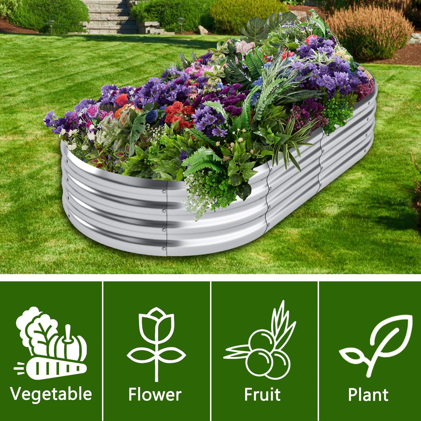 DERYONI Galvanized Raised Garden Bed Kit 2pack,Planter Raised Beds 6x3x1ft for Gardening,Outdoor Metal Garden Bed Planter Box for Flowers,Fruits,Vegega Raised Garden Bed