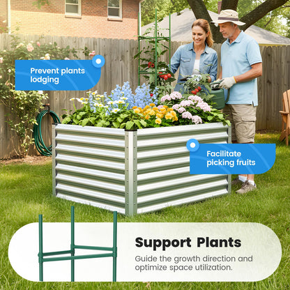 Quictent Galvanized Raised Garden Bed 4x3x2ft Tall Garden Bed Extra Height 22.4" Hold 24cft Soil Outdoor Heightened Planter Box for Deep Root Vegetables Herbs Tomato Cage Included, Silver