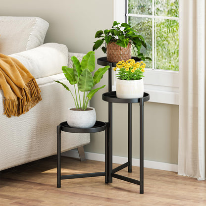 Atpddpey Plant Stand indoor outdoor-3 Tier black Tall Metal Flower Pot Holder 9in Wide Potted Display Rack - Heavy Duty Corner Plant Shelf for Patio Garden Balcony Living Bedroom Room
