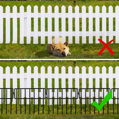 Adavin Black Animal Barrier Fence-24 Pack 12 in(L) X12 in(H) No Dig Garden Decorative Fence 1.5" Gap Rustproof Metal Dig Deterrent Panel Border for Dog Rabbits Ground Stakes Outdoor Patio,Total 24 Ft