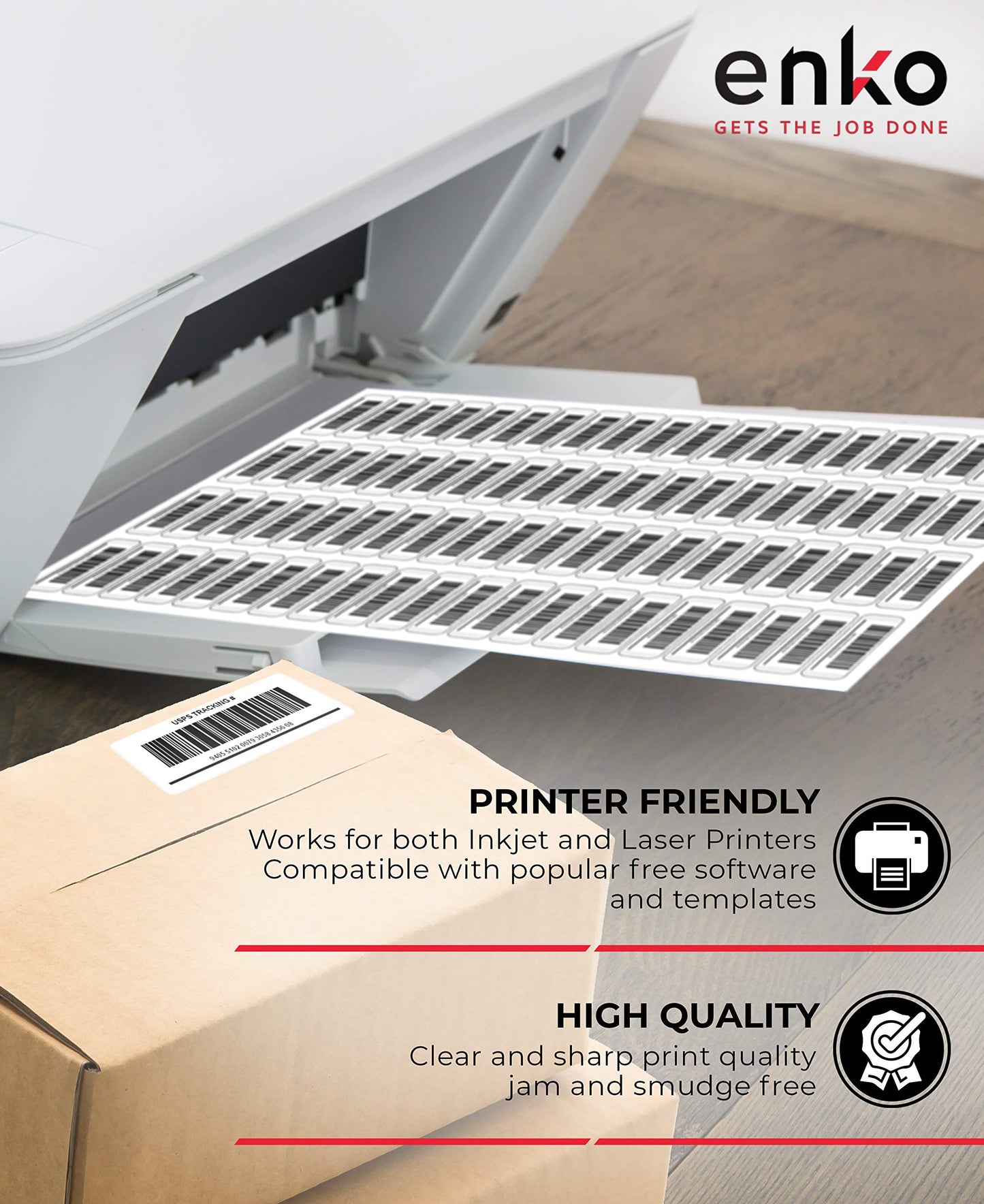 enKo 2 x 4 Inch Label - White Blank - 10 Up Address Mailing Labels for Laser Inkjet Printer (100 Sheets, 1000 Labels)