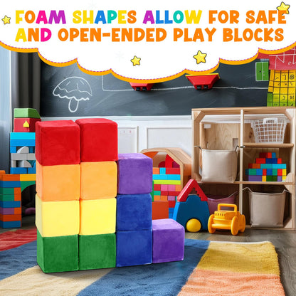 Vercraft 12 Pieces Foam Building Blocks Plush Colorful Foam Stacking Building Blocks Soft Giant Fun Throwing Toys for Birthday Learning Gift