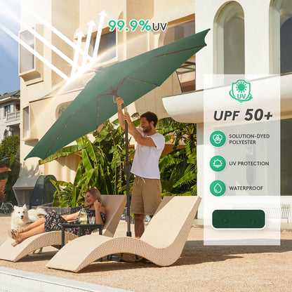 JEAREY Upgrade 9FT LED Lighted Patio Umbrella, Solar Outdoor Umbrella, Tilt Table Umbrella for Pool, Deck & Yard(Dark Green)
