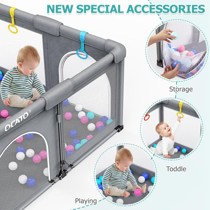 OCATO Baby Playpen Play Pen: Foldable Playpen for Babies and Toddlers Playard for Indoor Outdoor Activity Center Game Fence Safety Area Toddler Play Pen for Babies 6-12 Months Baby Gifts (50" × 50")