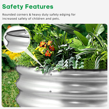 JERIA Raised Garden Bed,Galvanized Raised 2×2×1ft Planter Boxes Outdoor with Easy Assembly, Round Garden Bed for Vegetables, Fruits, Flowers
