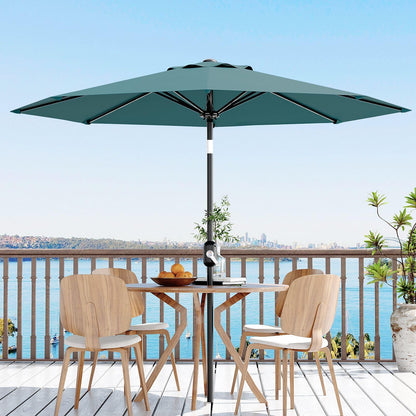 Garvee 9 ft Patio Umbrella - 8 Sturdy Ribs Outdoor Table Umbrella with Crank Lift & Push Button Tilt - Market Umbrella for Pool, Deck, Yard, Garden - Turquoise