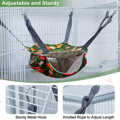 Glittme Ferret Hammock 4 Pack Ferrets Cage Accessories Washable Rat Hammock on Ferrets Cage Soft Guinea Pig hammocks for Rat, Sugar Glider, Squirrel, Guinea Pig