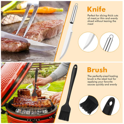 Grill Utensils Set,15 Pcs Stainless Steel BBQ Accessories Set, Portable Professional Grill Tool, Perfect Grill Kit Gift for Outdoor with Bag