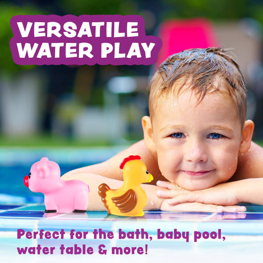 Tub Works® Barnyard™ Mold Free Bath Toys, 6 Pack | Sealed, No Hole Bath Toys Design Keeps Moisture Out | Soft, Squeezable & Float on Water | Farm Animals Baby & Toddler Bathtub Toys | Baby Pool Toys