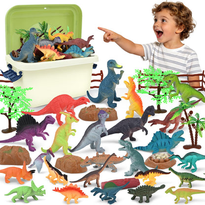 BURIESUR 34PCS Dinosaur Toys for Kids 3-5 with Storage Box,Realistic Dinosaur Figures for Kids 3-7 Years Old,Birthday Gift for Boys Girls