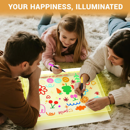 LED Drawing Board Control by APP/Remote/Music Syn/Touch Button, Doodle Glow, Acrylic Dry Erase Board with LED Light, Glowing Memo, Ideal for Office/Home/Outside/Adult/Kids
