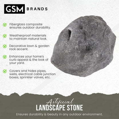 Fake Rock for Outdoor Garden Landscape Décor - Durable Faux Rock - 11.5 x 7.5 x 5.5 Inches
