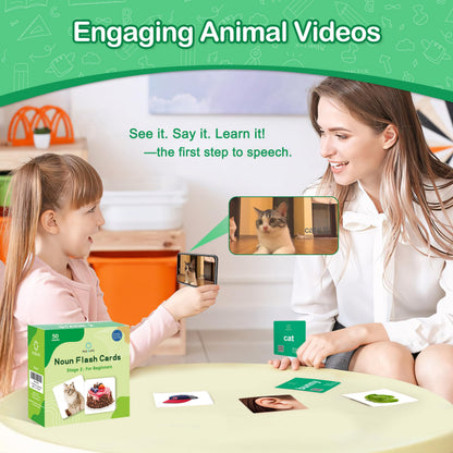 ALSOLIFE Thick & Durable Sight Words Flash Cards for Kindergarten，50 First Words Fun Video Flash Cards for Toddlers，Speech Therapy Help Learning & Play Game，Kids Aba Therapy Learning Materials