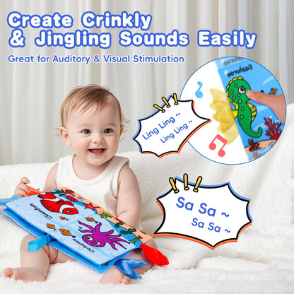 2PCS Baby Books Toys 0-6 Months Infant Tummy Time Sensory Travel Toys 3 4 5 6 Month Crinkle Touch Feel Busy Soft Book for Babies 0-3 3-6 6-12 Months Newborn Essentials Must Haves Boy Girl Shower Gifts