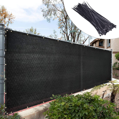 Royal Shade 4' x 12' Black Fence Privacy Screen Windscreen Cover Netting Mesh Fabric Cloth - Cable Zip Ties Included (We Make Custom Size)