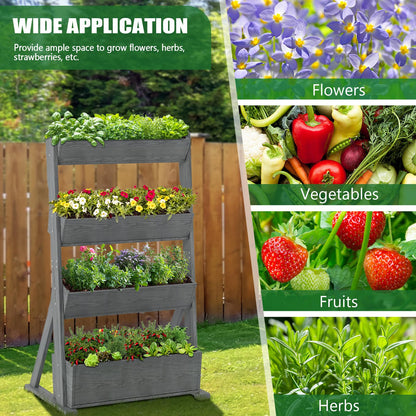 UrGROWA Wooden Vertical Raised Garden Bed, 4 Tier Garden Planters Raised Beds Freestanding Plant Stand Flower Rack Wooden Planter Box for Plants Herbs Flowers Vegetables Outdoor Indoor Gardening
