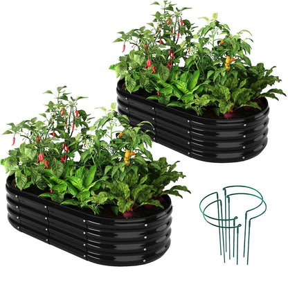 ZFHgarden Galvanized Metal Planter Raised Garden Bed Kit for Gardening Outdoor，4x2x1ft 2 Planter Grow Garden Box Raised Flower Bed，Long Vegetable Clearance Herb Raised Garden Beds for Gardening Black