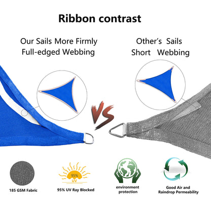 Tronssien Triangle 16'x16'x23' Sun Shade Sail, 95% UV Blockage Canopy Awning for Outdoor Patio and Garden, Yard Activities