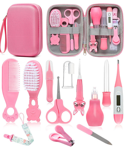 Baby Healthcare and Grooming Kit, Safety Newborn Nursery Baby Care Kit, with Hair Brush Comb, Nail Clipper, Thermometer, Pacifier Clip, Baby Registry Search, Baby Girl Boy Newborn Essentials
