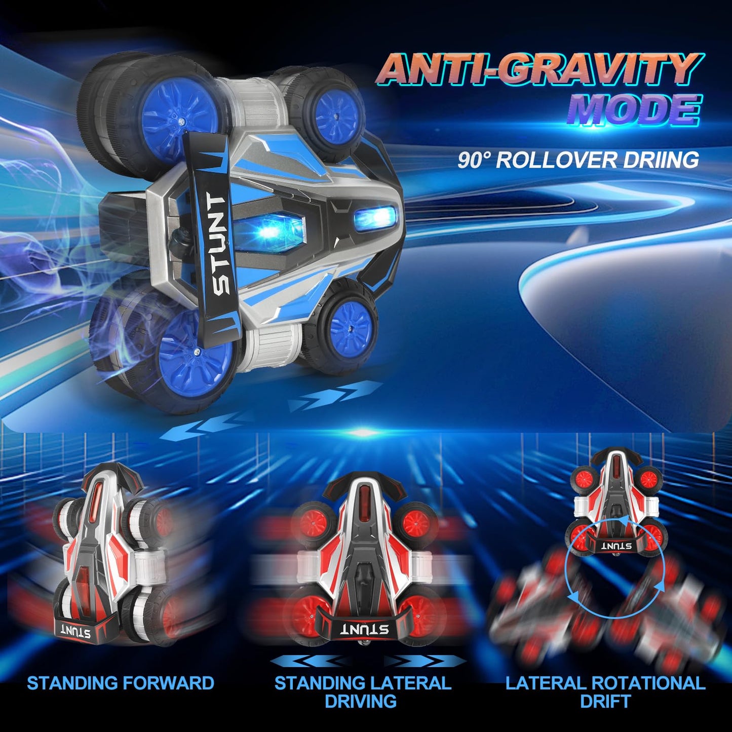 YEMIAI RC Stunt Car Drift Deformation Car, RC Stunt Toys for 4-7 Years, with Lighting and Music Toys for Birthday Gift, for Boys and Girls Ages 8-12