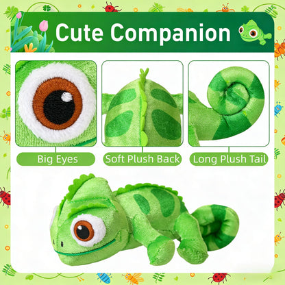 BOKIRZOS Magnetic Shoulder Chameleon Plush Toy, Soft Lizard Stuffed Animal Cosplay Accessory for Kids Teens Adults, Includes Key Ring