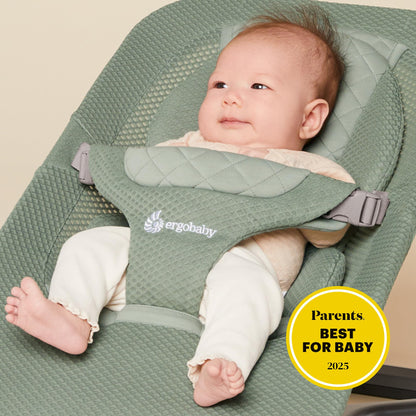 Ergobaby Evolve 3-in-1 Bouncer Seat for Babies and Toddlers 5.5-25lbs - Multi Position Baby Rocker Seat with Adjustable Heights, Secure Harness, Newborn Insert - Sage Green