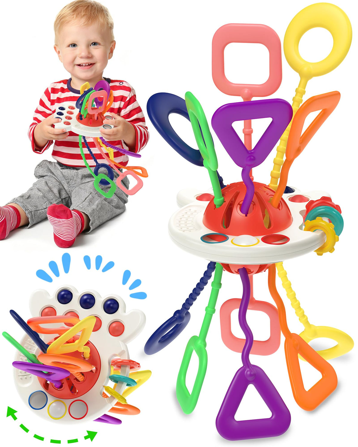 Tonberless Baby Sensory Montessori Toys for 6-12-18 Months, Toddler Teething Toy Birthday Gift Travel Toys for 1 2 3 Year Old Boy Girl Infant 8 9 10 Months Old