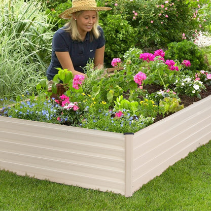 Sundale Outdoor Galvanized Raised Garden Bed Kit, 8x4x2ft Planter Raised Garden Boxes Outdoor with Anti-Rust Paint, Rectangle Metal Planter Box for Vegetables Flower（Beige）