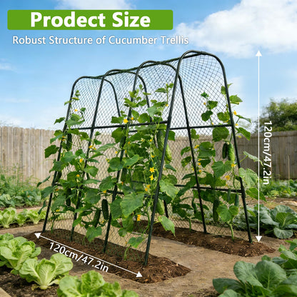 Garden Arch Trellis for Climbing Plants, Plastic-Coated Steel Trellis with Easy-Connect System, Includes Net, Ties & Gloves, Outdoor Plant Support for Vegetables (47.2" L x 47.2" H)