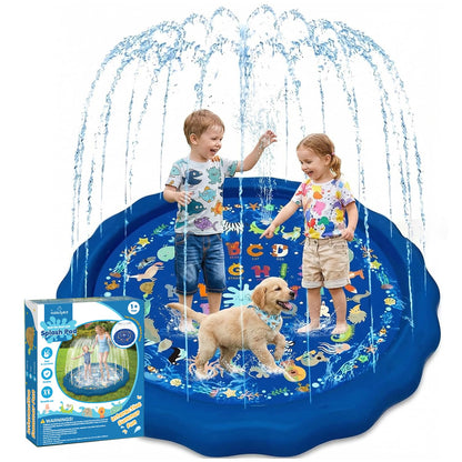 KiddoSpace Splash Pad Sprinkler for Kids and Dogs – 69" Baby Splash Pad for Toddlers 1-3, Crazy Daisy Sprinkler, Non-Slip BPA-Free Outdoor Water Play Mat, Repair Kit Included