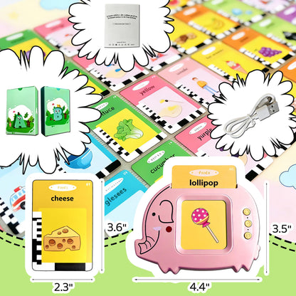 Baby Talking Flash Cards for Toddlers 1-3 with 224 Words, Montessori Learning Pocket Speech for Toddler, Card Early Education Device for Autism, Baby Talking Flash Cards for Toddlers 1-3
