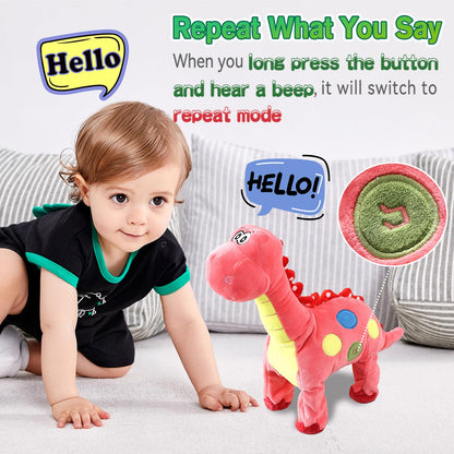 Pink Dinosaur Toys for Girls Walking Nodding, Roaring, Repeating What You Say, Touch & Button Control Eyes Turn Red Realistic Pet, Toy Gift for Kids Christmas Birthday Easter Toddlers