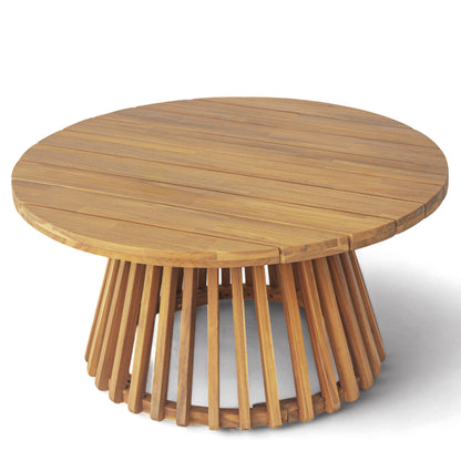 Christopher Knight Home Hakee Acacia Wood Patio Coffee Table, Round Table with Unique Wooden Base for Backyard, Balcony, Stylish Indoor/Outdoor Table, Easy Assembly, 31.5" x 31.5" x 16", Teak