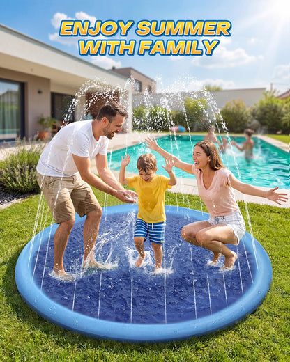 Raxurt Splash Pad, Anti-Slip Splash Pad for Kids Dogs Thickened 0.58mm Dog Pool Toddler Splash Sprinkler Pad Baby Summer Outdoor Water Toys for Boys Girls
