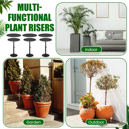 Novabright 3 Pack Adjustable Plant Riser for Inside Pot 7.5-12" Planter Inserts for Large Pots Metal Pot Fillers for Tall Square Round Taper Planters Container Indoor Outdoor (6''8" 10" Base or Top)