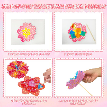 Mostop Poke-in Art Flower Bouquet DIY Craft Kit for Girls Age 4-5 6-7 8-12, Mess-Free Button Felt Flower Making Set, Creative Activity Educational Birthday Gift Toys for 6-8 8-10 Year Old Kids