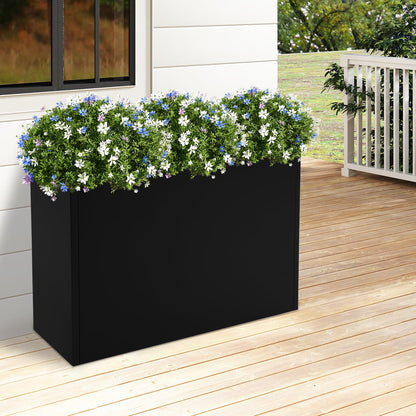 Fulavorty Steel Planter Box,Black Planter Large Rectangular Indoor Outdoor Planters with Removable Shelf,Heavy Duty Rectangular Planter for Patio,Deck,Yard,Garden