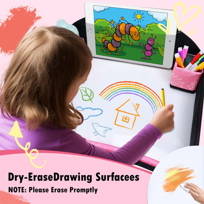 WENRENER Kids Travel Tray, Car Seat Tray for kids Travel, Toddler Road Trip Essentials With Drawing Kit, Toddler Lap Desk Organizer for Car, Carseat Table for Airplane