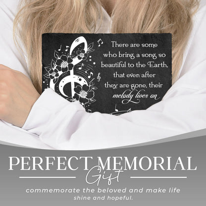 DIGIKAZZ Musician Memorial Garden Stones, Their Melody Lives On, Sympathy Flowers Outdoor Plaque, Musical Memorial Rectangle Stepping Stones for Loved One on Christmas