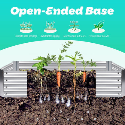 Portable Raised Garden Bed with Mini Greenhouse, 6 x 3 x 1 FT Galvanized Metal Planter Box with 2 Roll-up Zipper Windows PE Cover for Ventilation, Small Greenhouse for Outside Flower Herb Garden