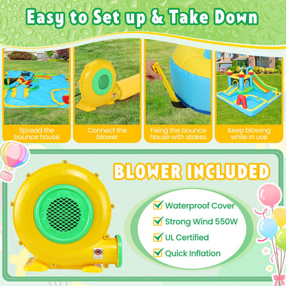 AKEYDIY Water Slide,Outdoor Inflatable Water Slide for Kids,Water Bounce House with Deep Splash Pool,Dual Slide,Big Bounce Area,Water Cannon&Basketball Hoop,Bouncy Castle with 550W Blower for Backyard