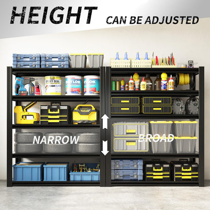 EKJ 72" H Garage Shelving 2500 LBS Heavy Duty Storage Shelves, Adjustable 5 Tier Metal Shelving Unit, Metal Racks for Storage, Utility Shelves for Workshop, Basement, Home Office 72" H*35.4"W*15.7"D