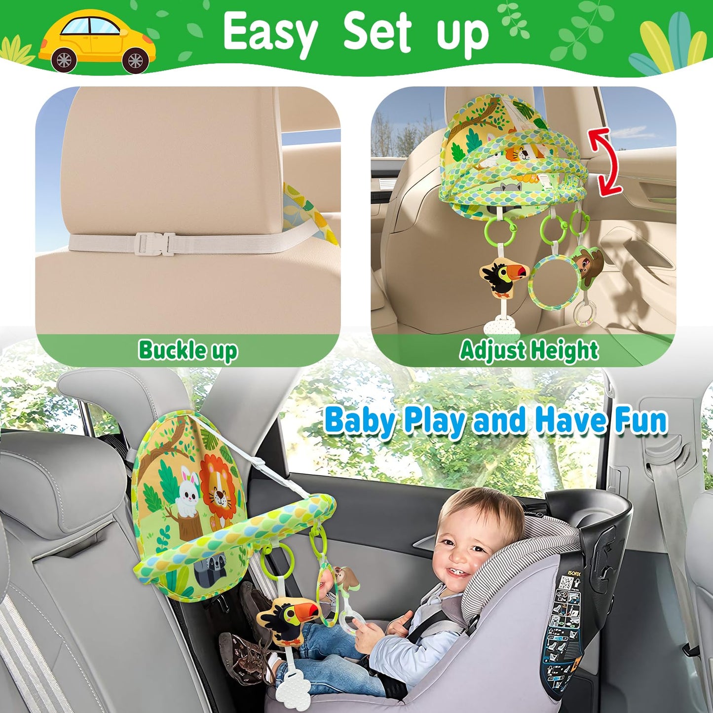 Dr.Rapeti Baby Car Seat Toy for Travel Rear Facing Double Sided Baby Travel Activity Car Seat Entertainment Toy Easy Drive Gift for Newborn Baby Infant