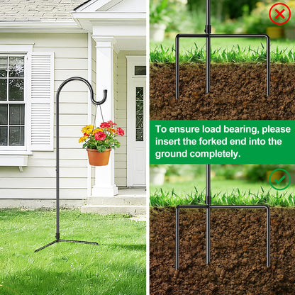 GOFORWILD Shepherd Hook 6 Pack Black, 33 inches Tall, Made of Premium Metal for Garden Decor, Plant Hanger, Lantern Hook, Solar Light Hanging, 7011-3