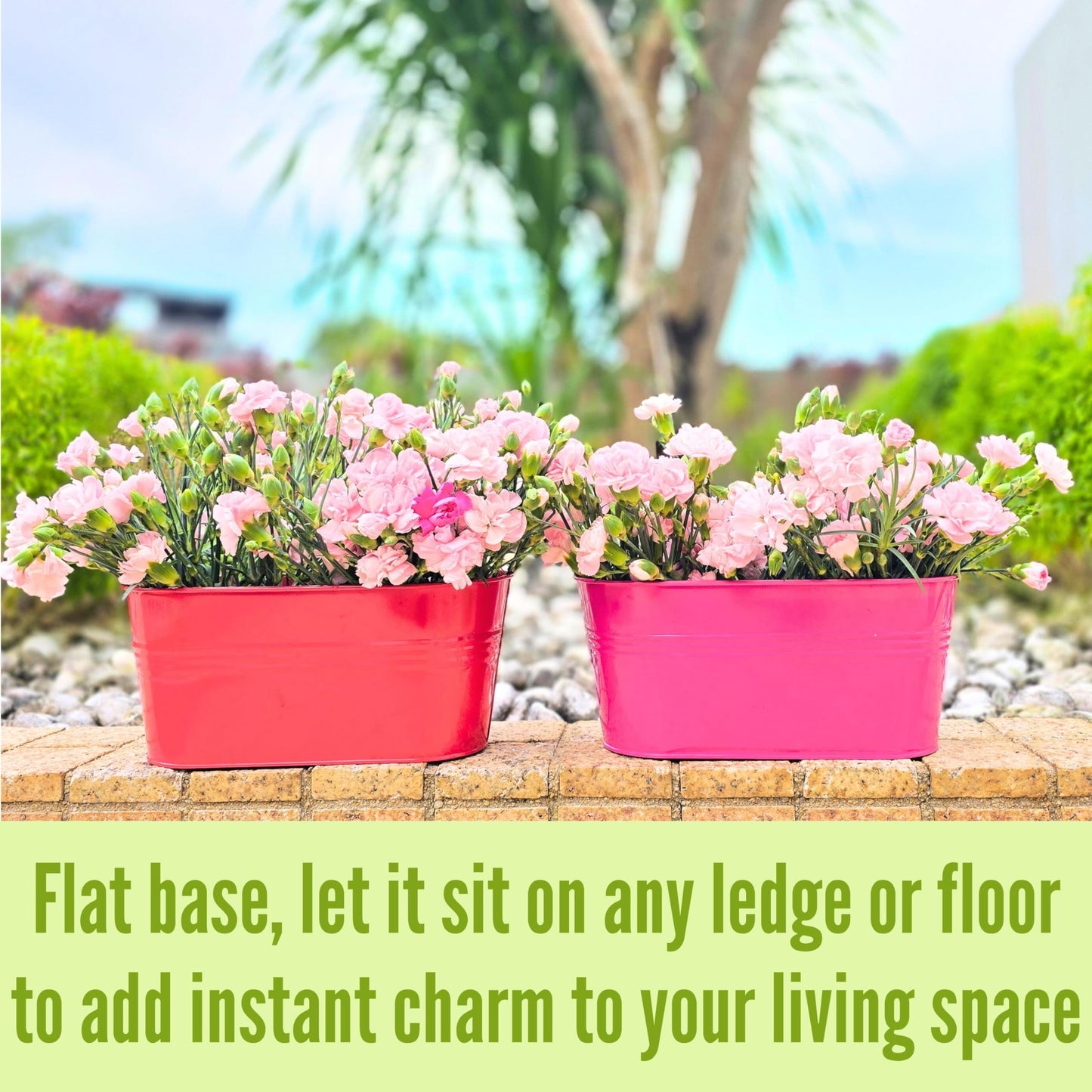 LaLaGreen Outdoor Hanging Planter (11.2 Inch, 6 Pack) Light Purple, Green, Yellow, Cadet Blue, Dark Pink, Red Metal Iron Window Box Flower Pot Deck Railings Balcony Fence Rail Porch Home Garden Decor