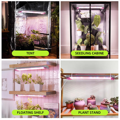 Hlite 16inch Adjustable Full Spectrum Plant Growing Lamps- Linkable Grow Lights for Indoor Plants Plug and Hanging Design with On/Off Switch Timer Hanging Grow Light from Seedling to Flowering，White