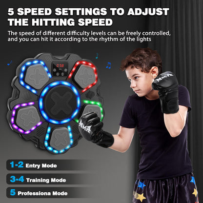 Music Boxing Machine with Force Measuring, Wall Mounted Bluetooth Punching Boxing Pad with Boxing Gloves,Home Gym Boxing Equipment Stress Relief, Sport Toys Gifts for Kids Adult Men Boy Girl, Age14-99